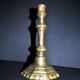 Antique 18th-century octagonal cut-out bronze candlestick in the Louis XIV style.