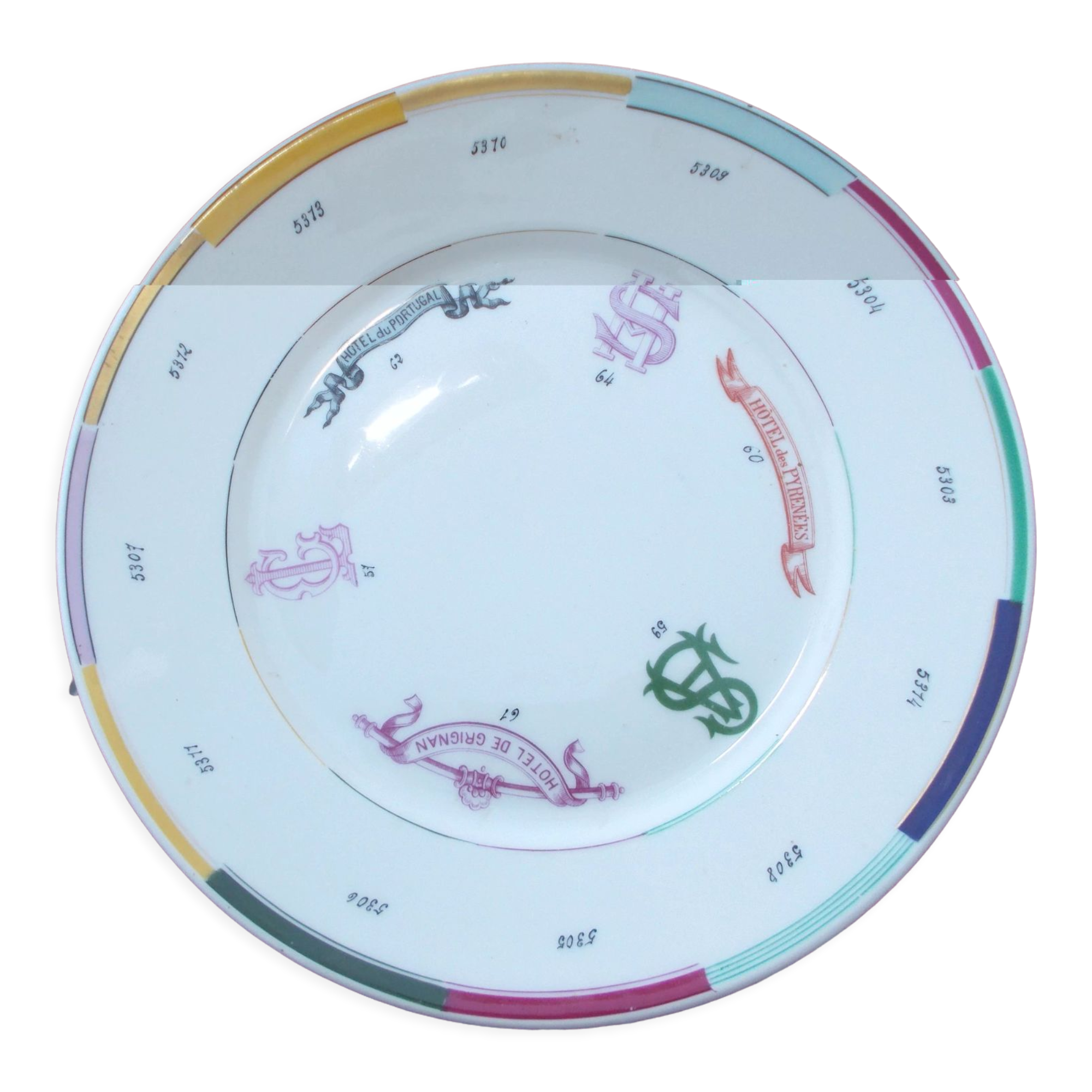 Antique plate Limoges porcelain Sample Advertising Hotel