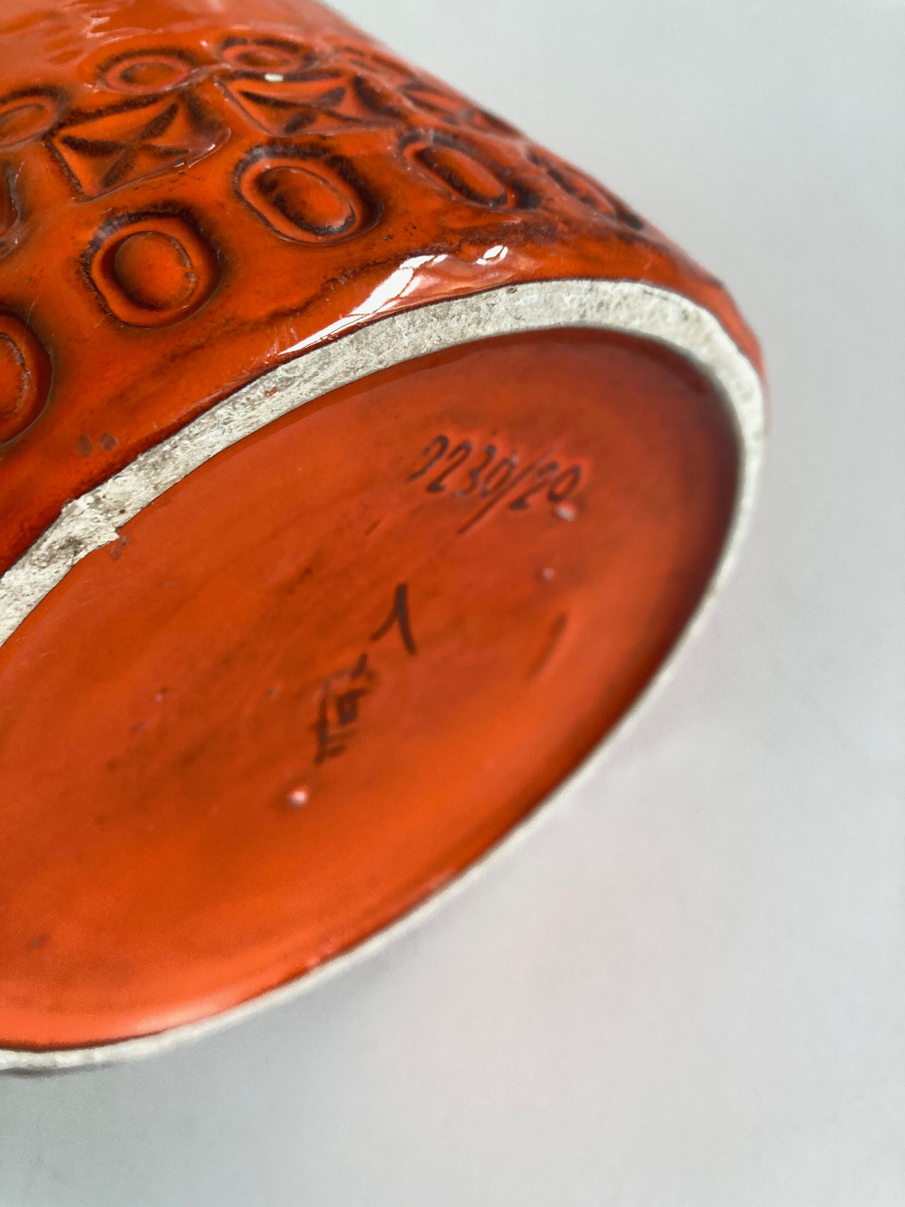 Bitossi Ceramiche orange pitcher vase by Aldo Londi Italian design