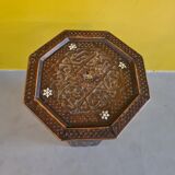 Old oriental wooden side table with mother of pearl, 1st half 20th century