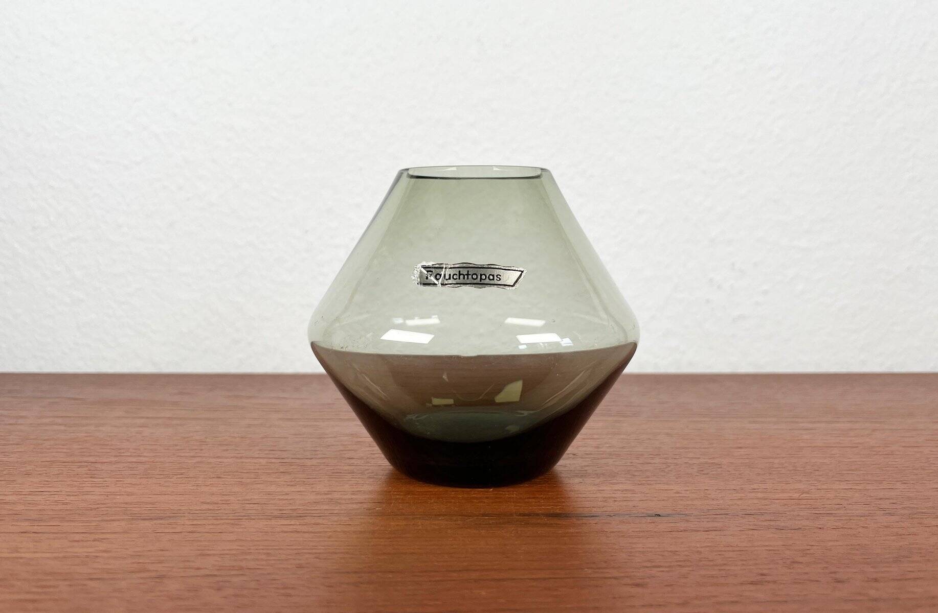 Mid-century German minimalist glass vase Rauchtopas, 1960s