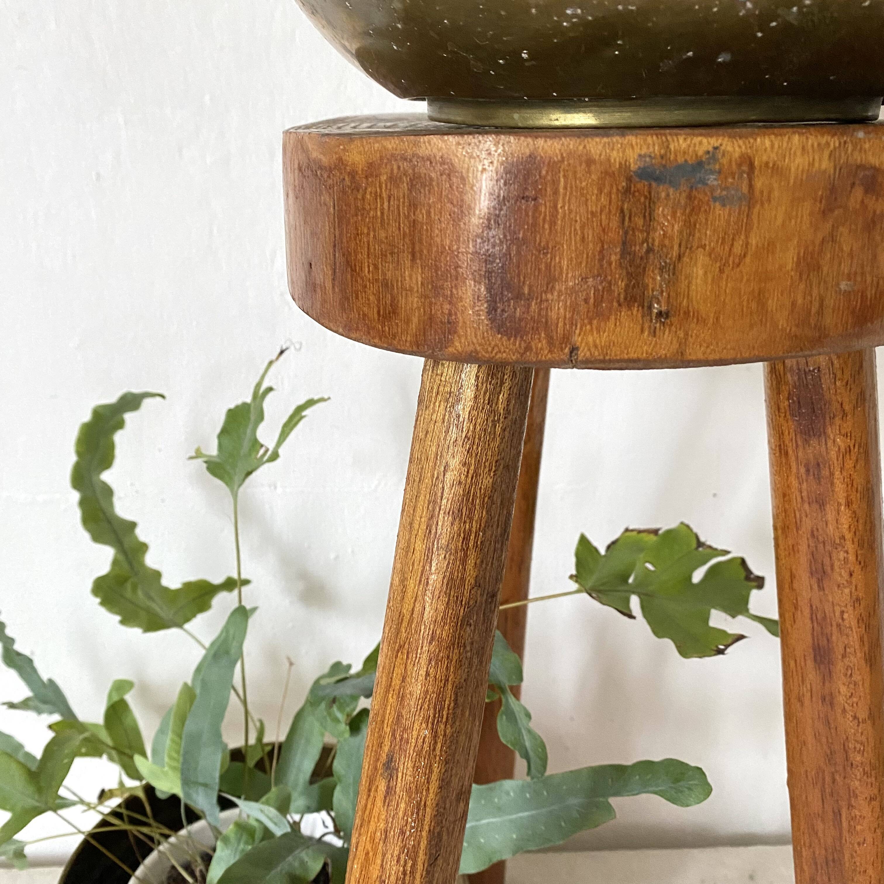 Tabouret de ferme tripode , porte plante
