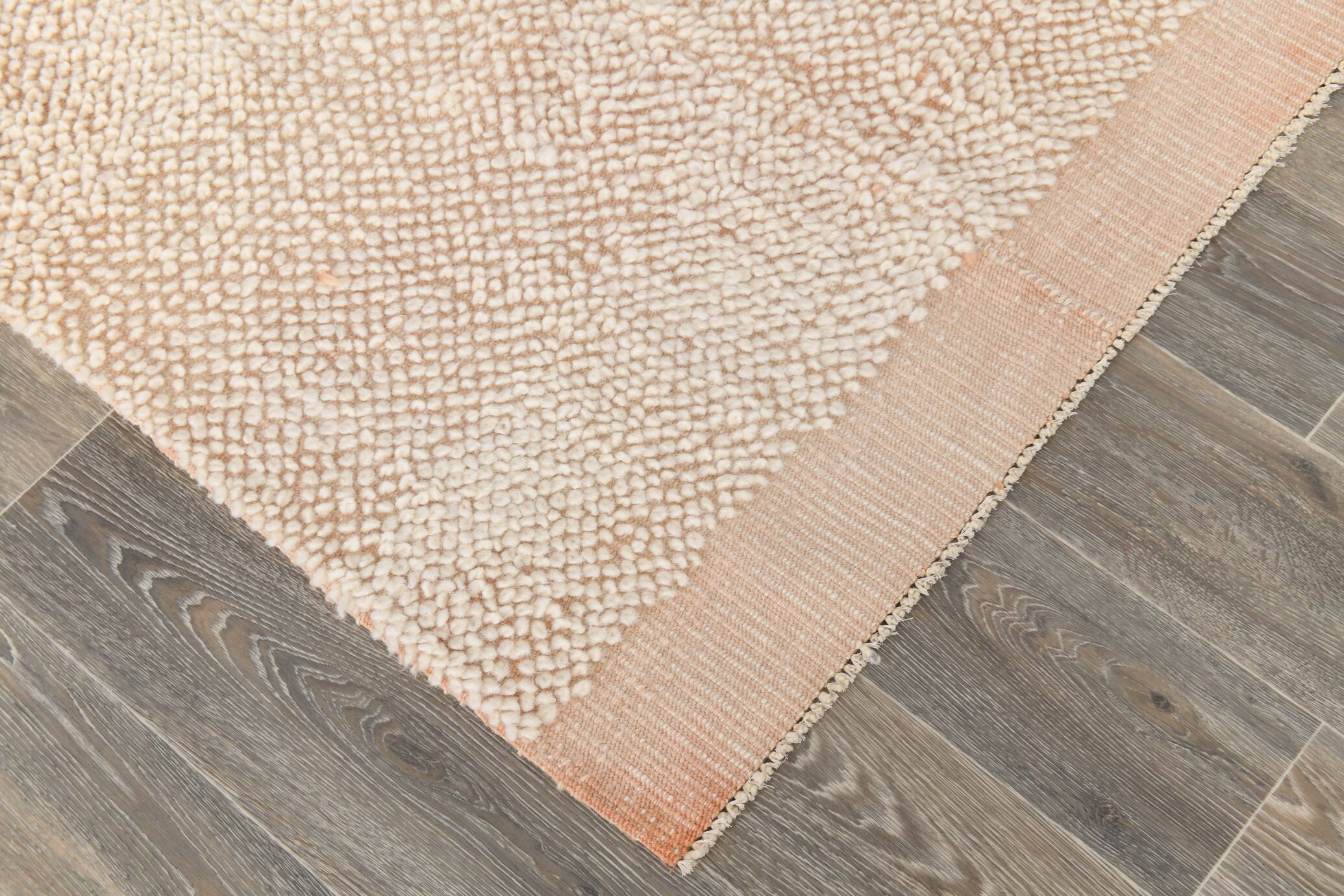 8x10 Peach Orange Handmade Wool Vintage Rug, 250x304Cm SK 34929