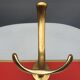 Vintage bistro coat rack with 3 patères gold and red hooks
