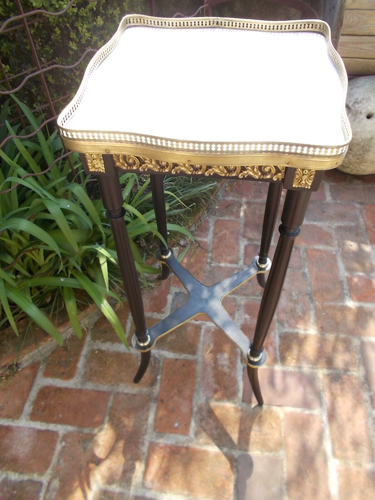 Napoleon III side table with marble top and openwork gallery.