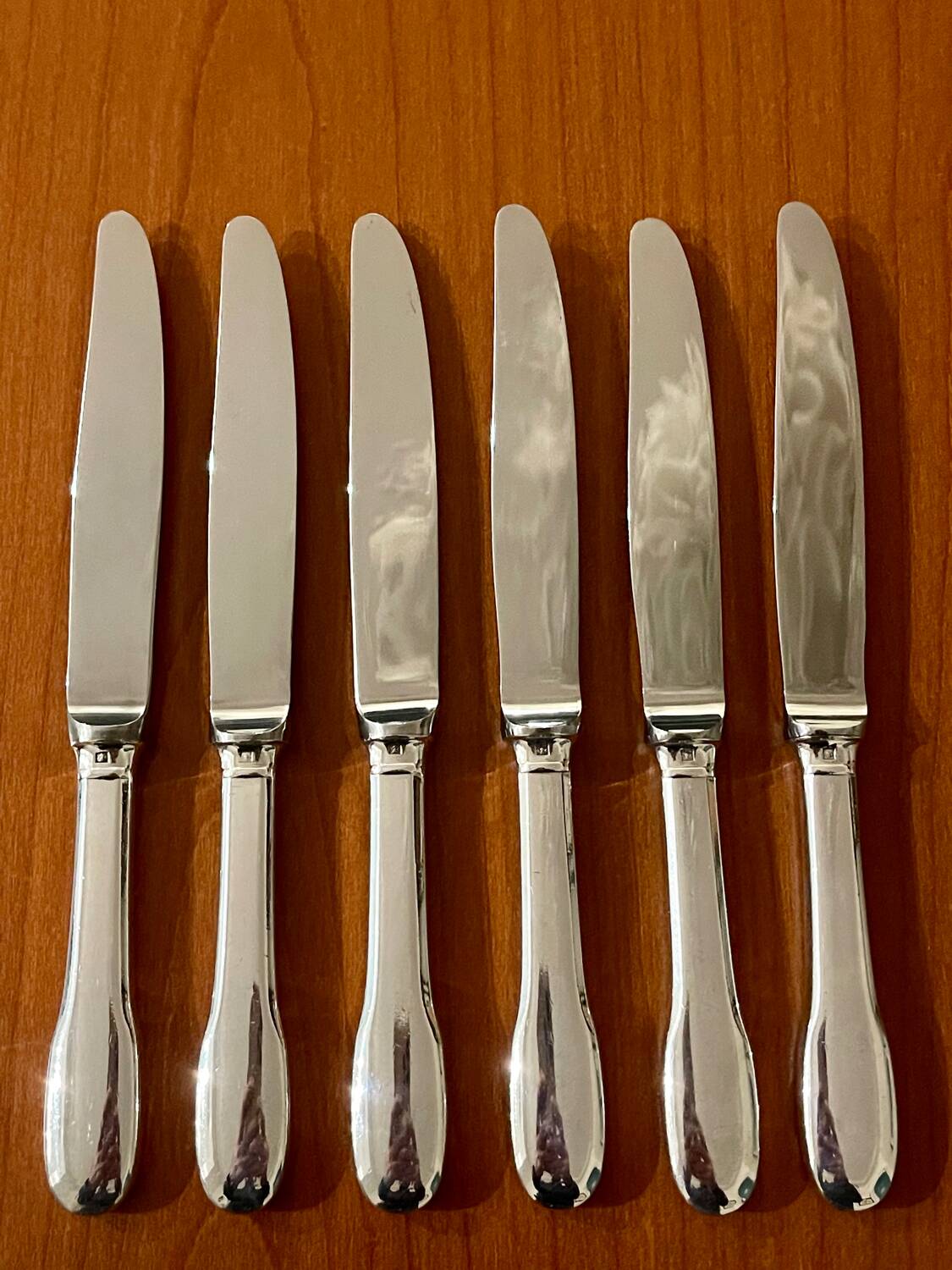 6 Christofle Cluny knives 19.5 cm for dessert, cheese, dessert, good condition