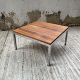 Walnut and modernist chrome coffee table