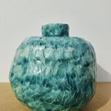 Turquoise round vase 1970 signed