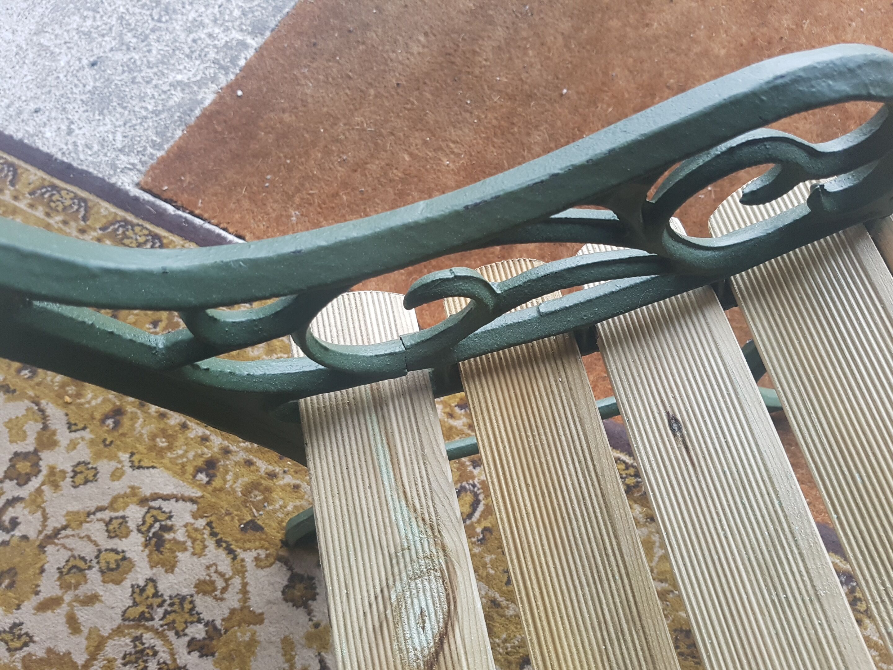 Cast iron and wood bench
