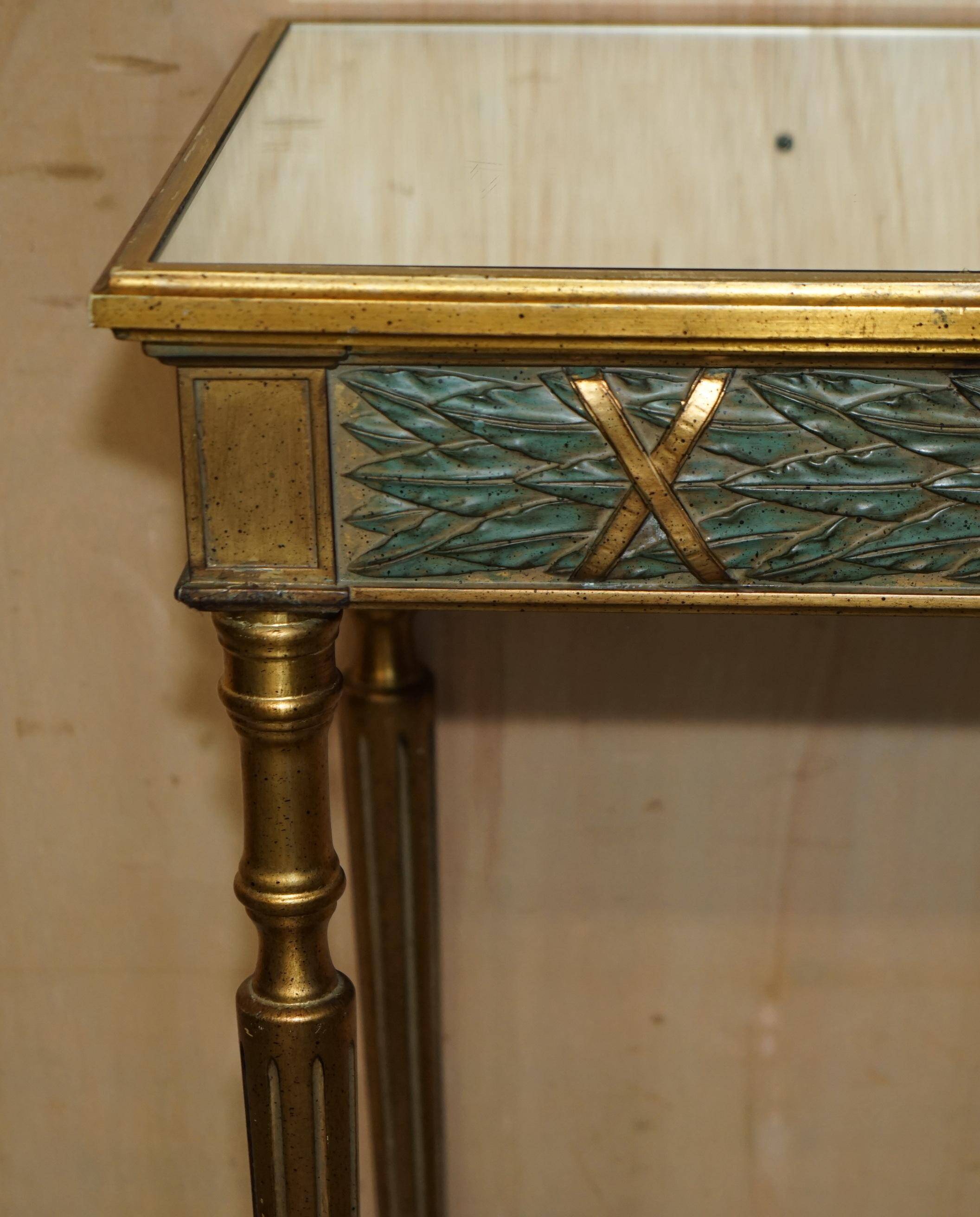 Italian vintage console with a glass mirror top.