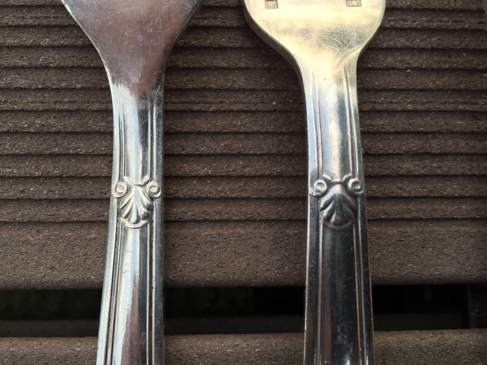 Set of 12 spoons 12 forks metal silver stuff bourdelle poicon bb shell