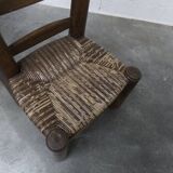 Brutalist children's chair by Charles Doudouyt 1960 oak and wicker