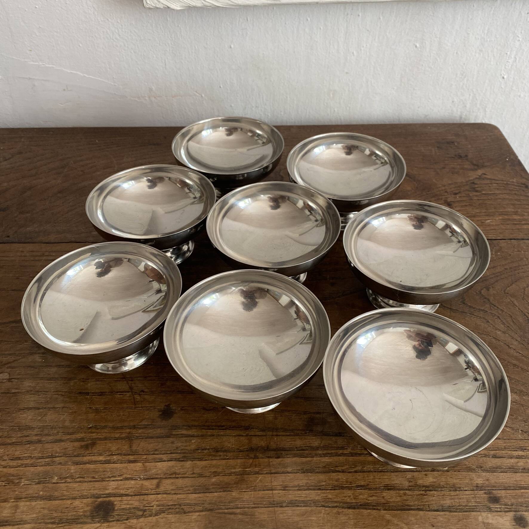 Vintage stainless steel ice cream cups