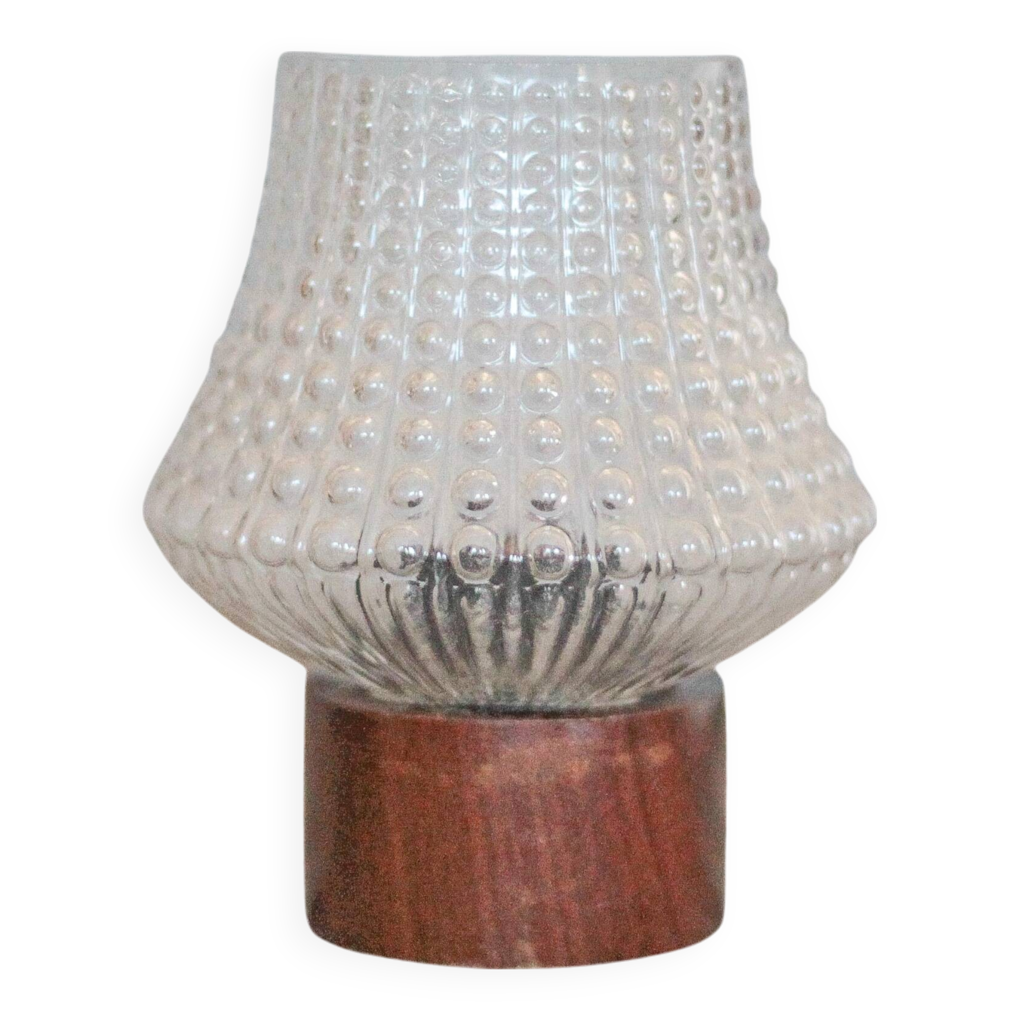 Vintage table lamp, Philips lamp, wood and glass lamp