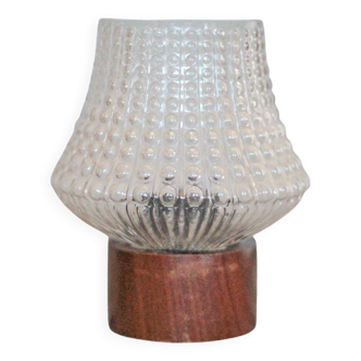 Vintage table lamp, Philips lamp, wood and glass lamp