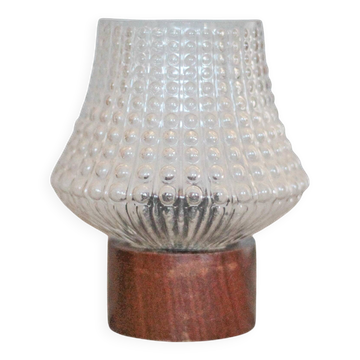 Lampe de table Philips vintage en bois et verre