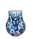 Rare vase in blue and white porcelain – handles sculpted as rabbit heads.
