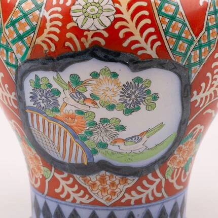 Vintage porcelain vase in the style of Imari by Petrus Regout Maastricht.