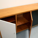 Sideboard in cherrywood with black and white doors 1950s