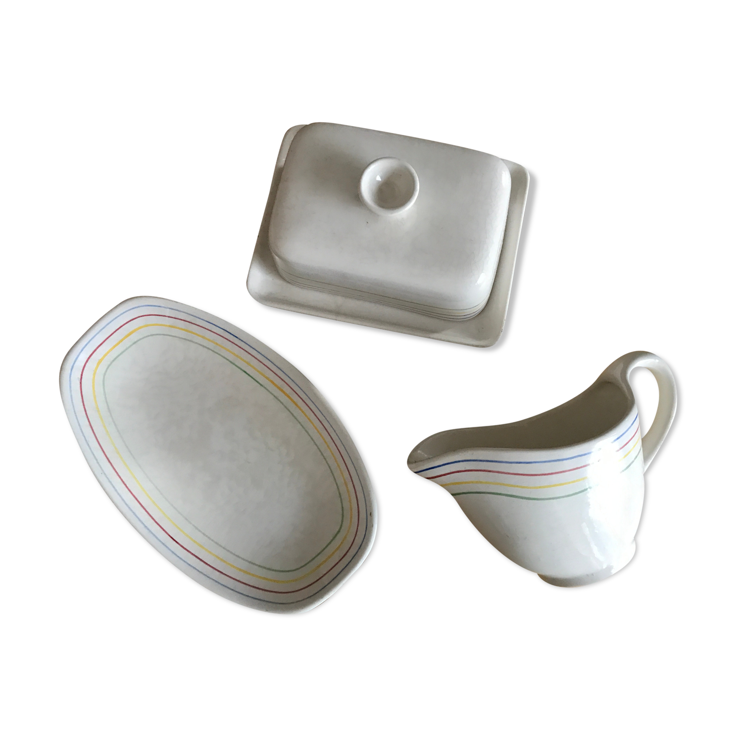 Butter ravier set and vintage longchamp pottery
