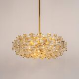 Dazzling chandelier, brass and crystal glass by Kinkeldey, Germany, 1970s.