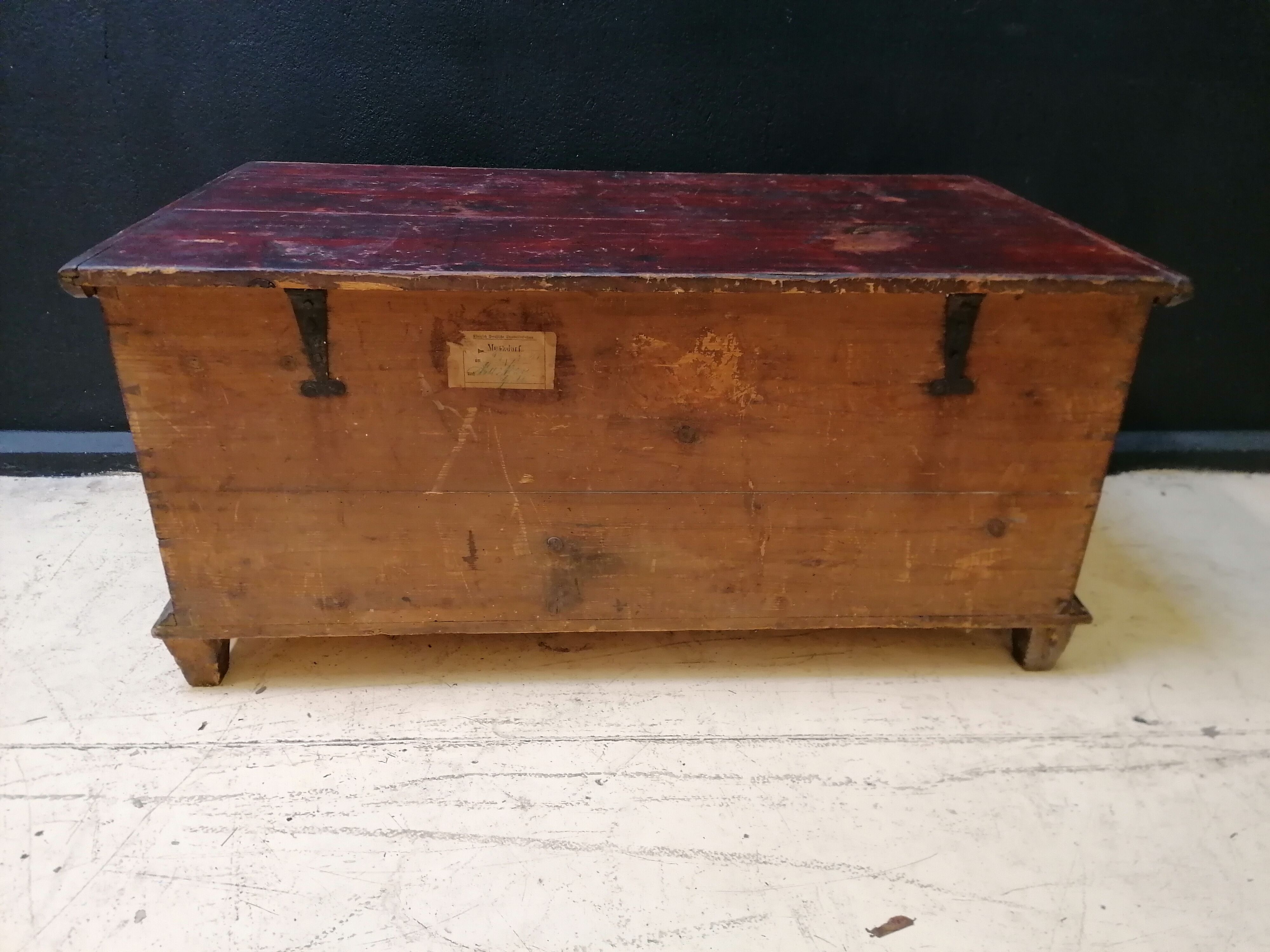 Large vintage chest old wooden trunk