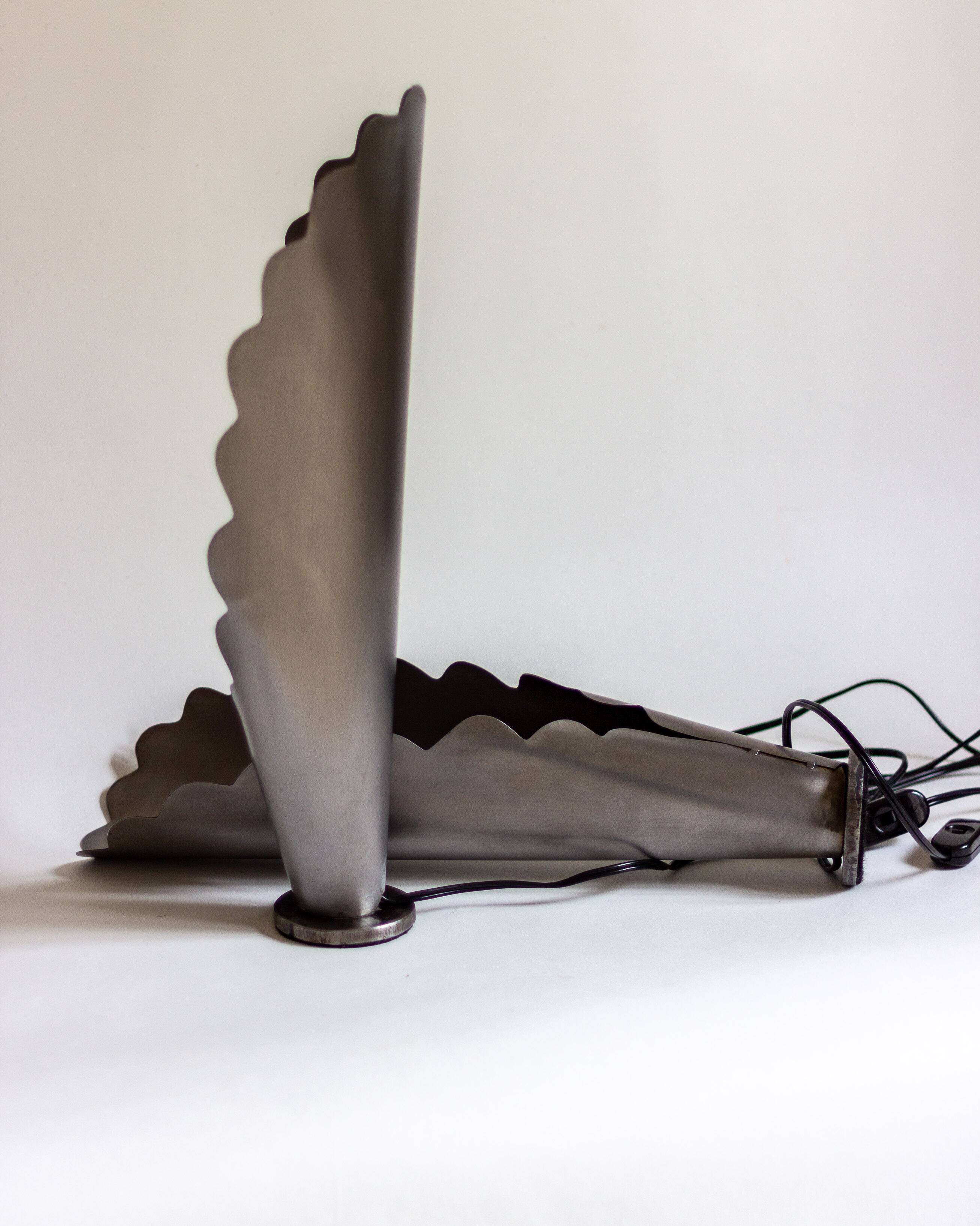 Pair of brushed steel lamps⎮60s, 70s