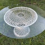 Russell Woodward garden table, fibreglass woven.