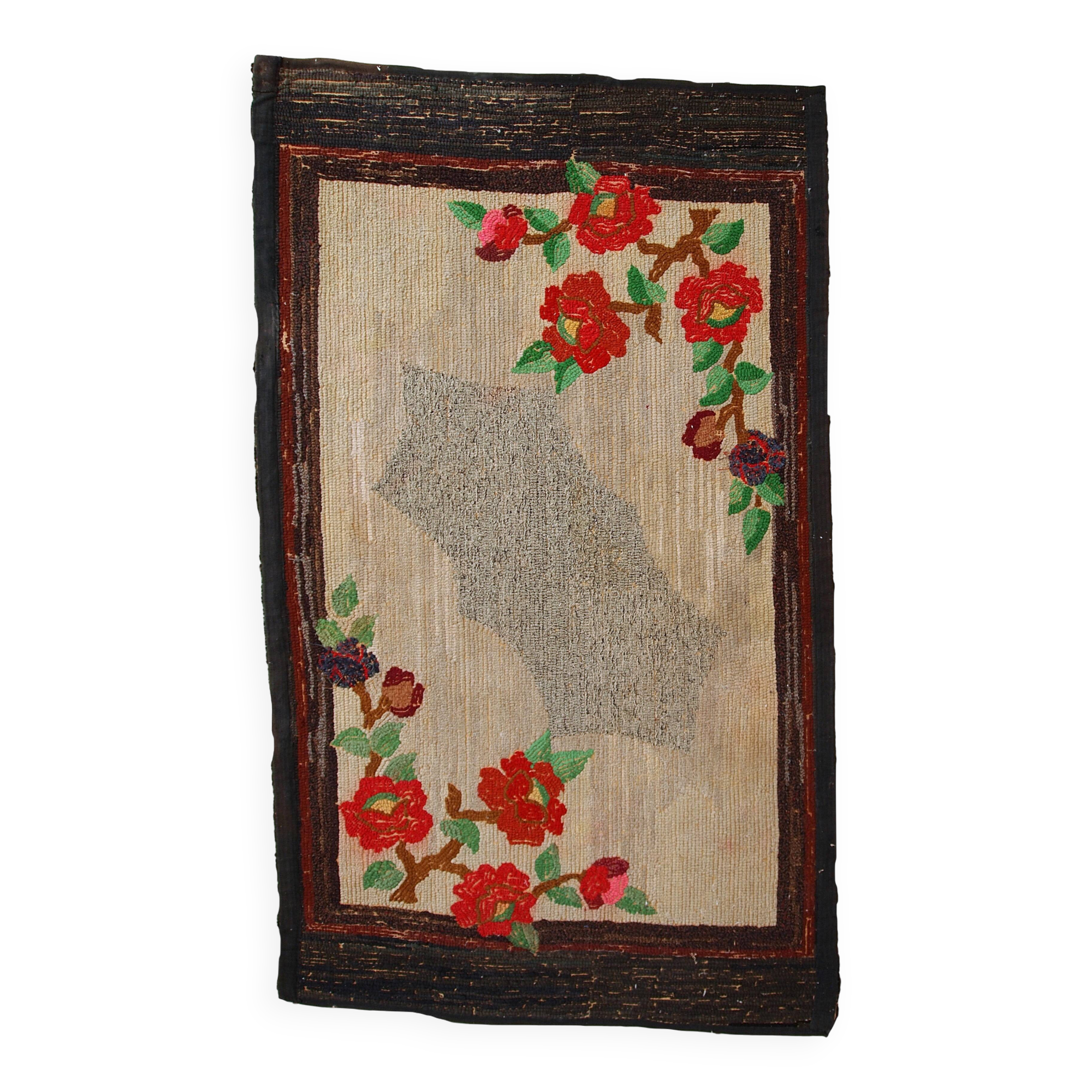 Tapis Hooked Antique Américain, Années 1920, Charme Authentique