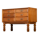 Brutalist Drawer Chest in Oak by Henning Kjærnulf, 1970s