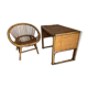 Bureau enfant en rotin avec son fauteuil