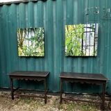Pair of black patinated consoles