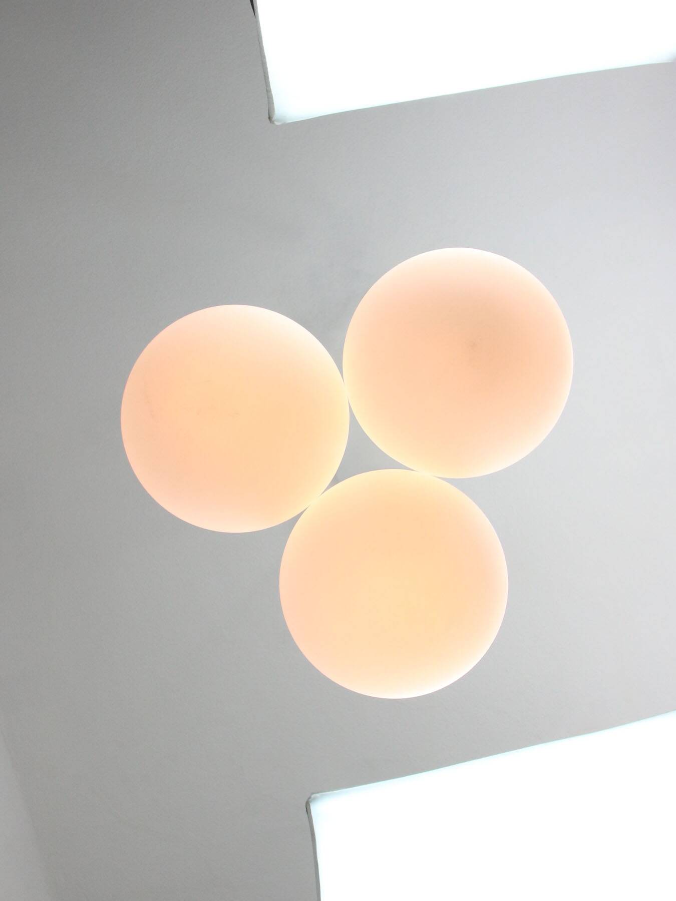 Mid-Century Italian Brass & Opaline Cluster of Lamps