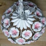 Vintage flowers painted sheet metal hanging lamp