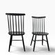 Set of 2 vintage black spindle wooden chairs