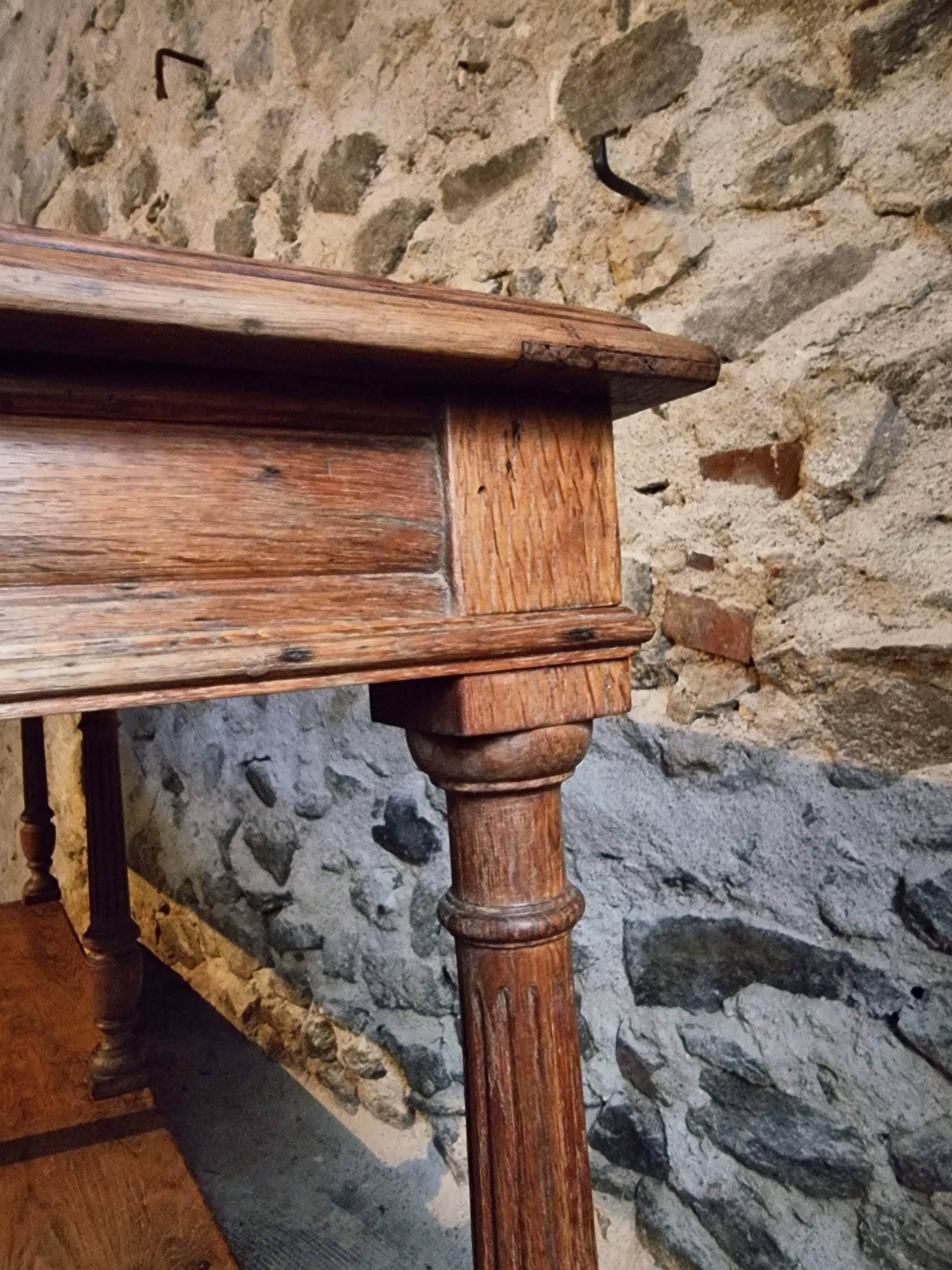 French 19th-century oak draper's table – Antique kitchen island console