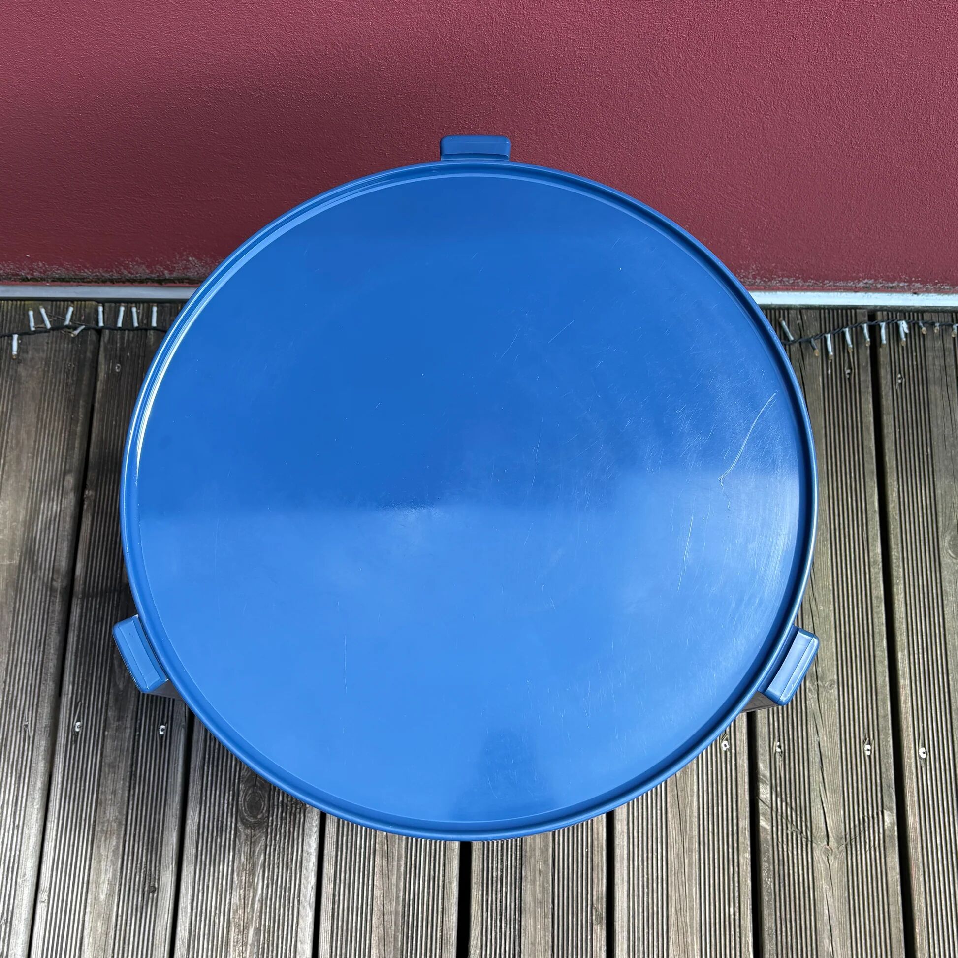 Space-age navy blue rolling dessert trolley