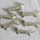 6 dog dachshund knife holders in vintage silver color metal