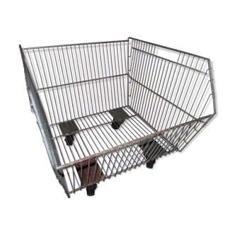 Metal grocery shelf on wheels