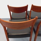 Set of 6 vintage Scandinavian Fristho Franeker chairs in teak and skai from the 60s