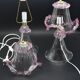 Ensemble de 2 lampes de table roses en verre de Murano.