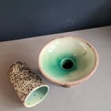 Brutalist ceramic vase and candlestick set