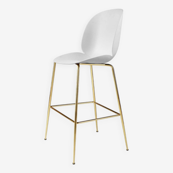 Beetle Stool Alabaster White/Semi Matt Brass - Gubi