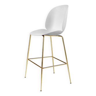 Beetle Stool Alabaster White/Semi Matt Brass - Gubi