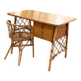 Rattan desk and chair 1960