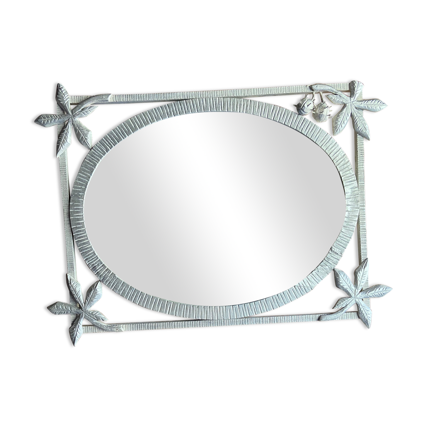 Oval wooden mirror 35x44cm