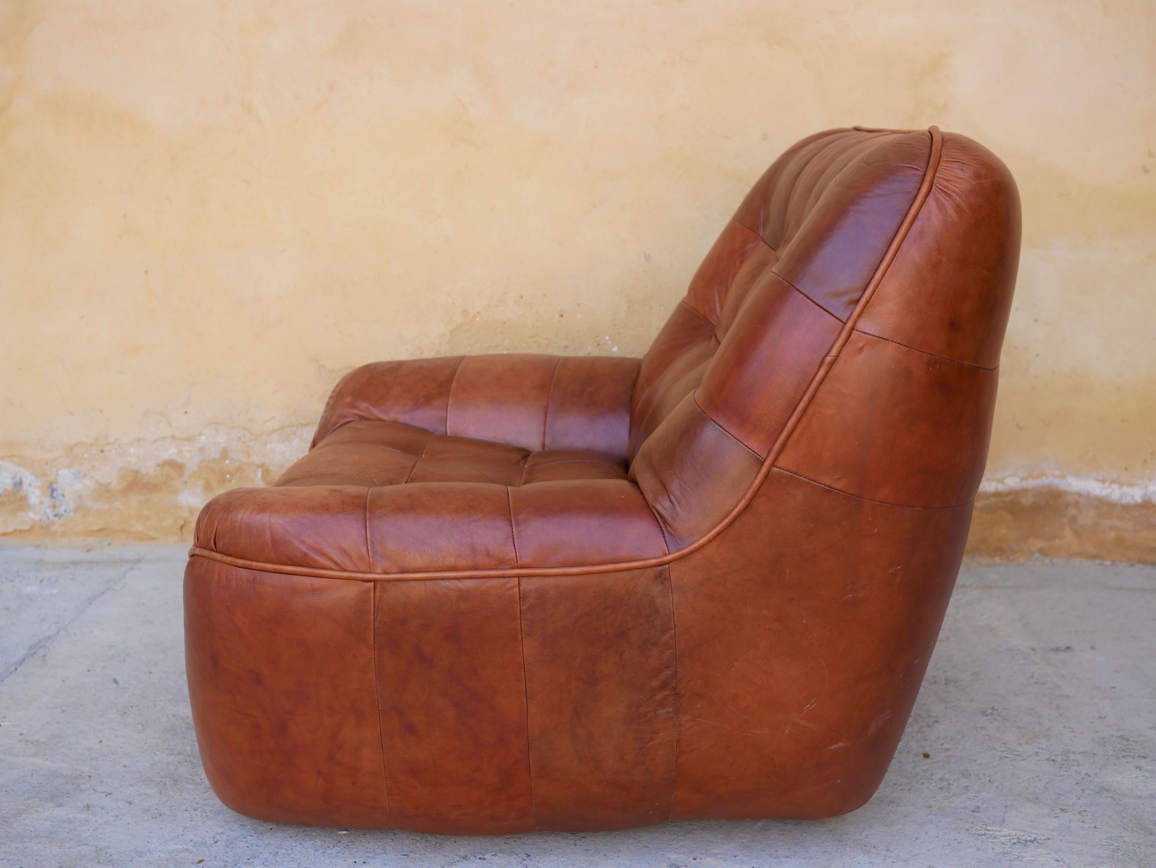 Brown vintage leather armchair