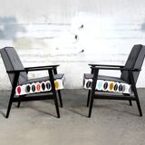 Fauteuil vintage des années 60 gris "feuilles"