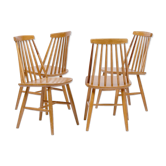 Set of 4 mid-century spindle back chairs