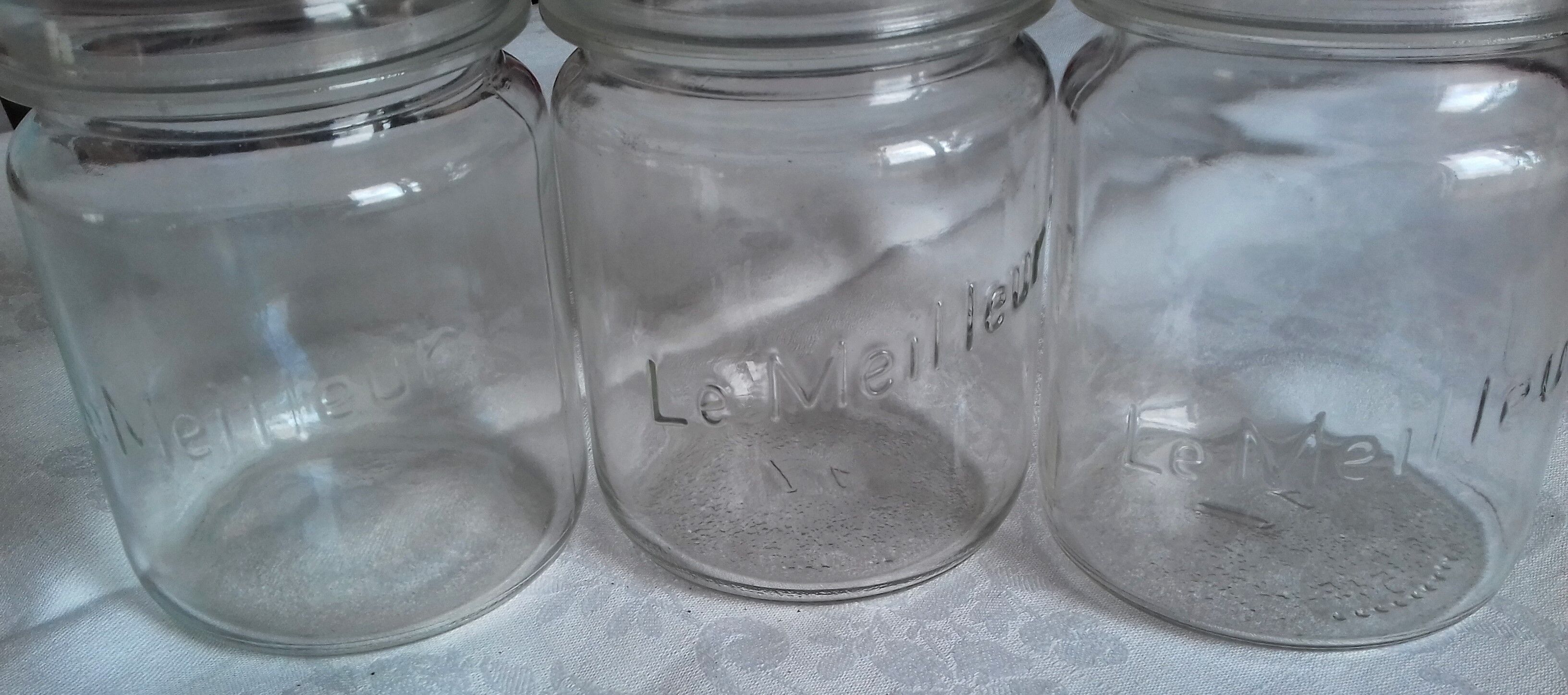 Lot 3 jars the best transparent glass 1 l cover
